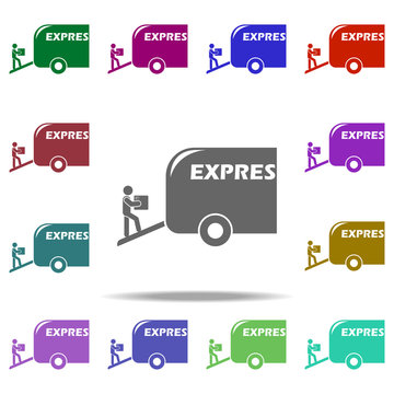 delivery of parcel by express mail icon. Elements of Logistic in multi color style icons. Simple icon for websites, web design, mobile app, info graphics