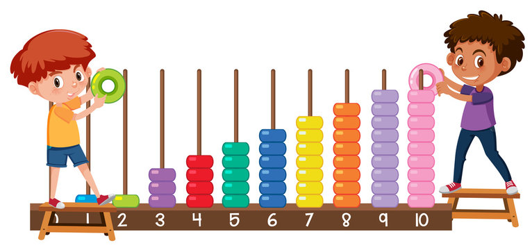 A boy playing with abacus