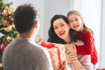 family celebrating Christmas