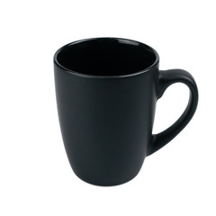 Black ceramic mug empty isolated on the white background.Mockup template for design or advertising