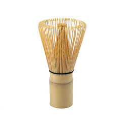 Japanese Bamboo Brush Tea Whisk or Chasen isolated on White Background.traditional japanese tea whisk matcha green tea