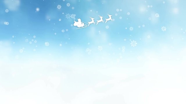 flying santa claus and deers merry christmas 