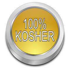 100% Kosher Button - 3D illustration