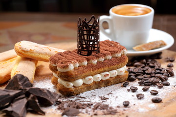 traditional tiramisu with coffee