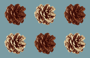 Printable seamless vintage autumn repeat pattern background with pine cone. Botanical wallpaper, raster illustration in super High resolution.
