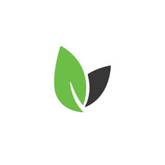 Leaf vector logo, health icon, vegan vegetarian, wellnes, spa concept. Bio eco symbol isolated on white, flat design. - obrazy, fototapety, plakaty