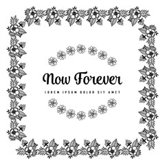 Vector floral design element with now forever text collection