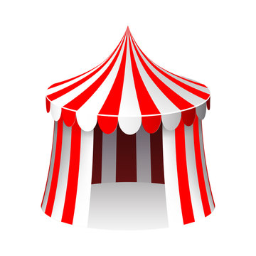 Circus tent isolated 3d realistic cartoon design vector illustration