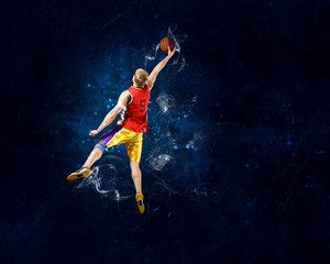 Naklejka premium Basketball Player on Fire