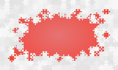 The Red Background Puzzle. Jigsaw of Banner.
