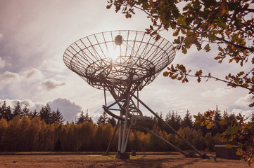 Impression of the Westerbork Synthesis Radio Telescope, an aperture synthesis interferometer, in the Dutch province of Drenthe, on a sunny fall afternoon.