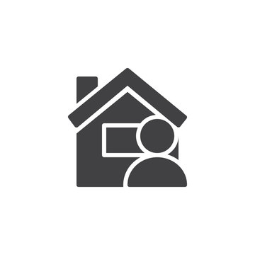 User home page vector icon. filled flat sign for mobile concept and web design. Man avatar and home simple solid icon. Symbol, logo illustration. Pixel perfect vector graphics