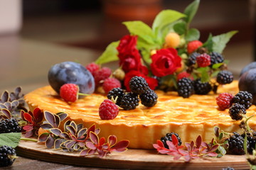 pie with prunes and forest berries