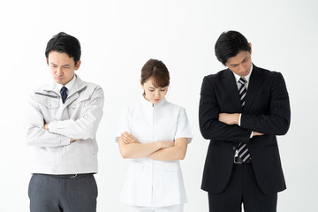 portrait of asian business people on white background