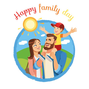 Happy Family Day Cartoon Vector Icon or Concept