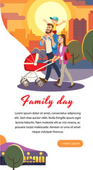 Family Day Cartoon Vector Concept with Happy Parents