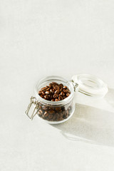 coffee beans in a glass jar