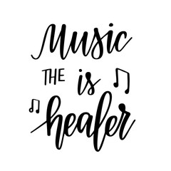 Music is the healer vector inspirational calligraphy lettering