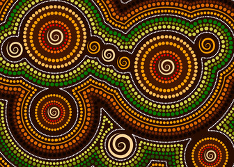 Aboriginal dot art vector background. Connection concept 