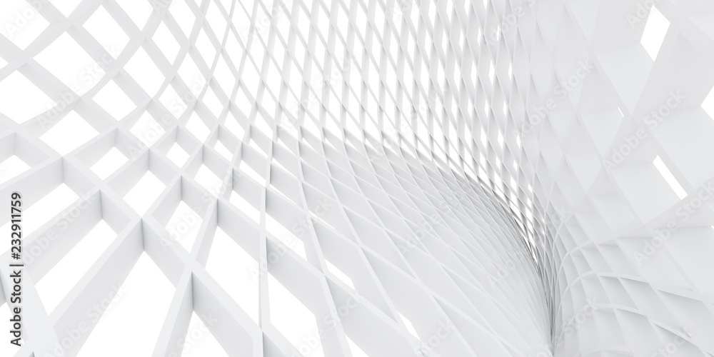 Poster abstract of white architectural structure pattern,concept of future design on architecture,3d render