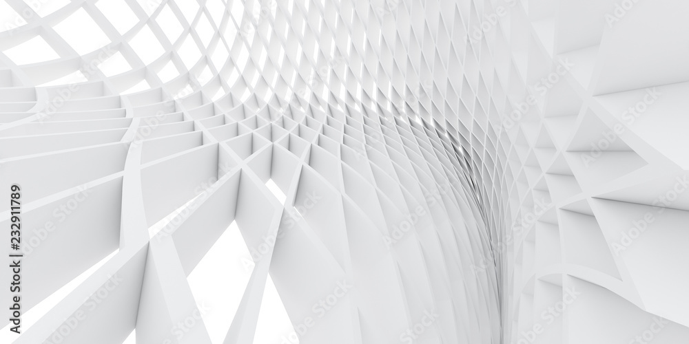 Leinwandbilder Abstract of white architectural structure pattern,Concept of future design on architecture,3d rendering	