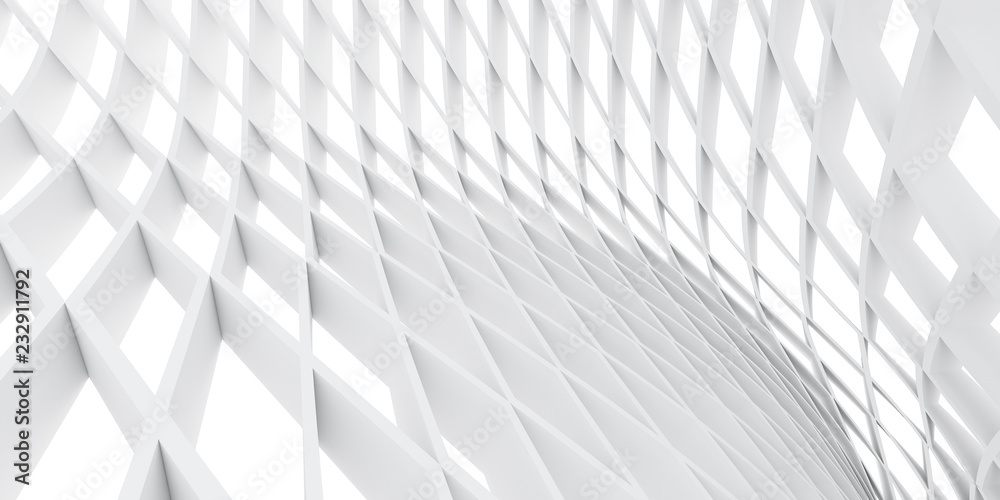 Wall mural abstract of white architectural structure pattern,concept of future design on architecture,3d render