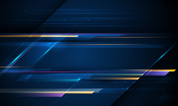 Illustration of light ray, stripe line with blue light, speed motion background.
