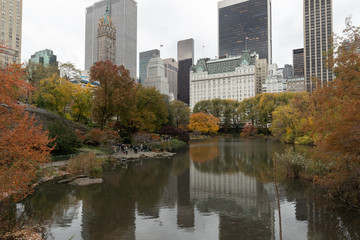Fototapeta na wymiar Central Park in New York City autumn foliage