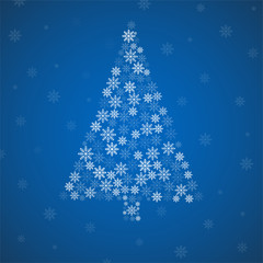 Abstract Christmas tree of snowflakes. Christmas vector