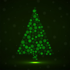 Abstract Christmas tree of snowflakes. Christmas vector