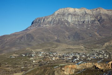 A mountain village located on a steep slope. The Republic of Dagestan.