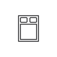Double Bed top view outline icon. linear style sign for mobile concept and web design. House interior furniture simple line vector icon. Symbol, logo illustration. Pixel perfect vector graphics