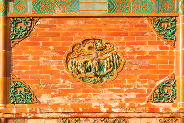 Glazed tile pattern landscape architecture, in the Eastern Tombs of the Qing Dynasty, ZunHua, hebei province, China.