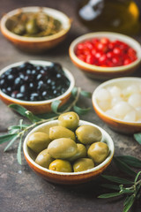Mediterranean snack assortment.