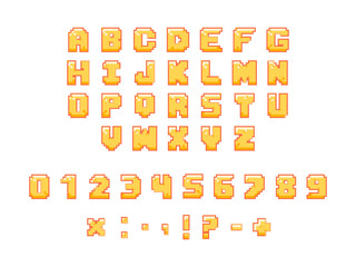 Pixel Font on White Background.
