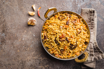 Lamb pilaf in a bowl