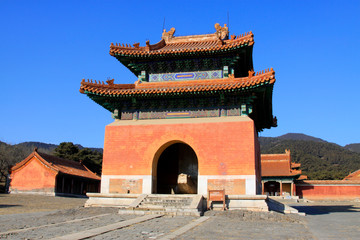 ancient Chinese traditional style of buildings landscape, in the Eastern Tombs of the Qing Dynasty, ZunHua, hebei province, China.