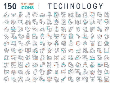 Set Vector Line Icons of Technology.
