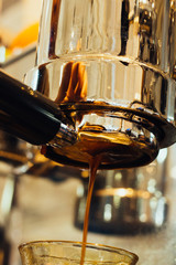 pouring espresso shot