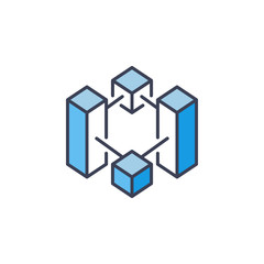 Obraz premium Niebieska ikona krypto Blockchain. Symbol kryptowaluty wektor
