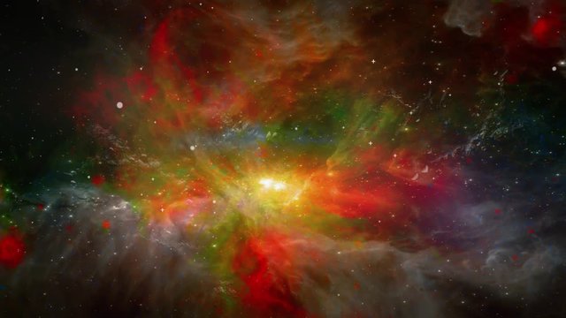 Parallax animation of movement dust clouds and colorful nebula and stars. Space background with nebula and stars for use with projects on science. The elements of this image furnished by NASA.