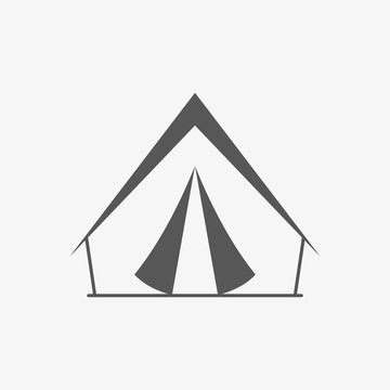 Tourist camp tent icon. Camping symbol. Vector illustration.