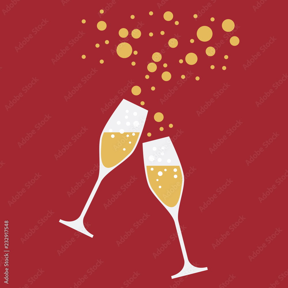 Wall mural drink a toast to the party, New Year's Eve dinner, vector background