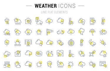 Set Vector Line Icons of Weather.
