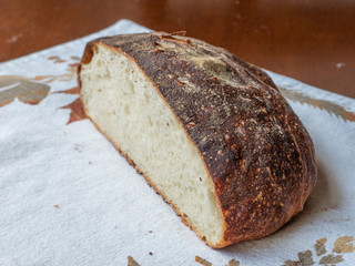 Freshly baked artisan bread with crispy crust