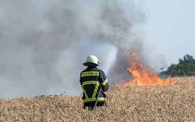 brennendes Weizenfeld