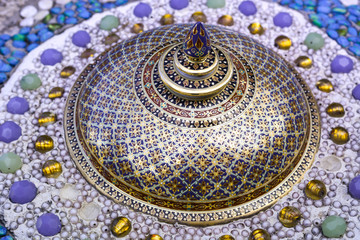 Food container ancient  Of Thailand, Bring it to the wall  In the temple,  Looks beautiful.