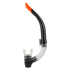 black tube for diving and swimming on a white background, with a valve, isolate