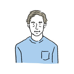 60代　男性　上半身　イラスト