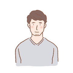 20代　男性　人物　上半身　イラスト
